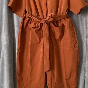 Terra-cotta Knee Length  Jumpsuit